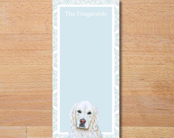 Custom name golden retriever notepad for dog lover notepad for white golden retriever owner new dog gifts for kitchen to do lists at home