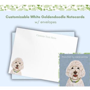 Customizable Notecards, White Goldendoodle notecards, Dog Thank You Cards, Custom Dog Note Cards, Goldendoodle gifts, gifts for dog owners