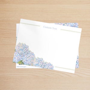 Notitiekaarten hortensia, bloemenkaarten, aangepaste notitiekaarten, aangepaste bloem briefpapier, platte notitiekaart
