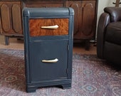 NIGHTSTAND Hey Handsome Deco Mid Century Painted Black Solid Wood Vintage Bedside Cabinet Modern Industrial Poppy Cottage Vintage Furniture