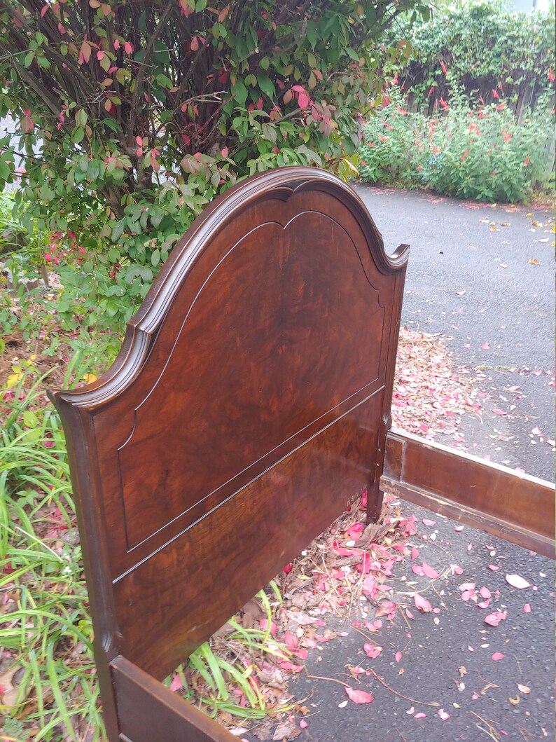 Twin Bed Headboard with Curved Footboard and Wood Side Rails / Etsy