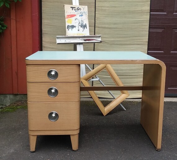 Desk Simmons Metal Deskmid Century Modernrare Industrial Etsy