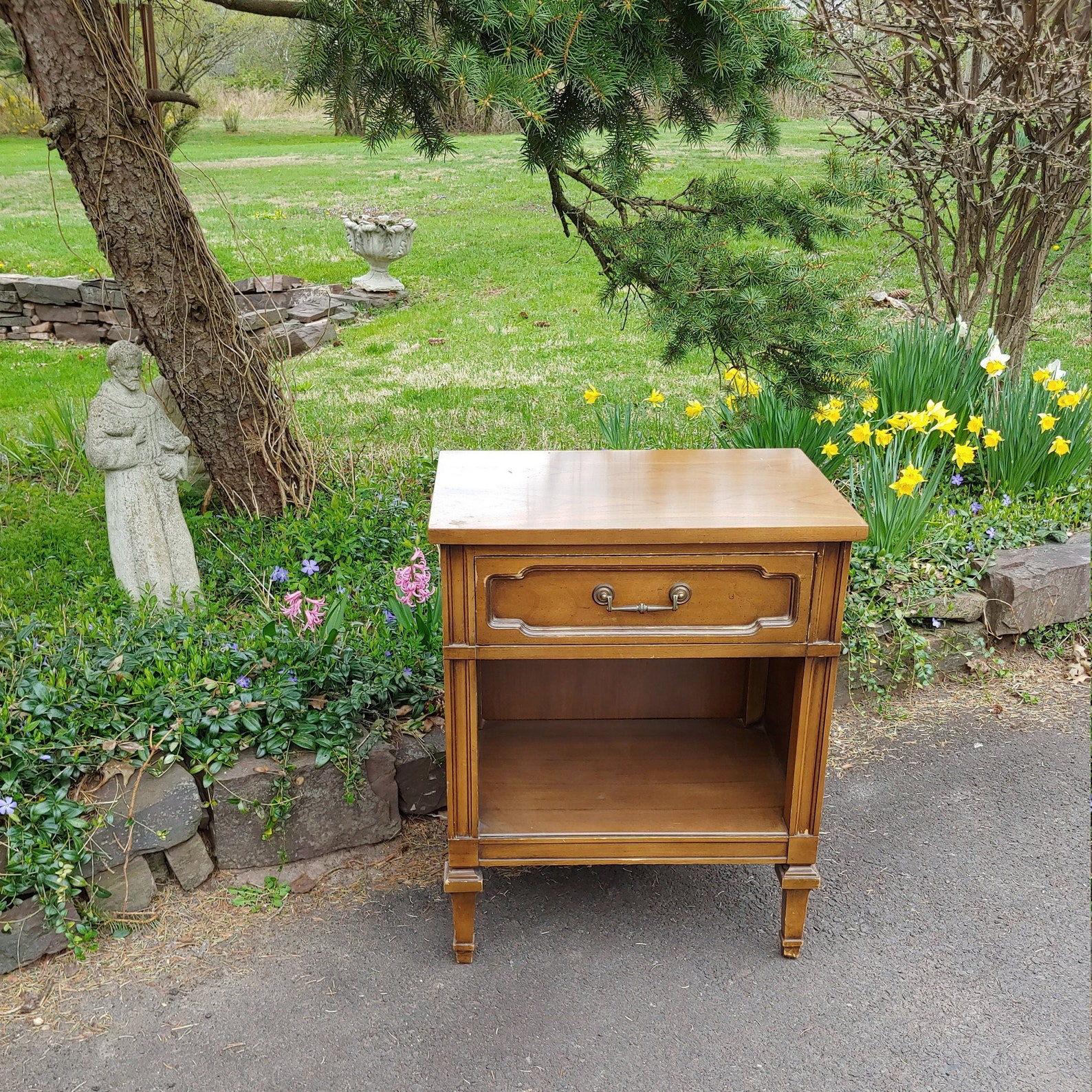 Nightstand Vintage Federal Style Solid Wood Bedside Table / Etsy