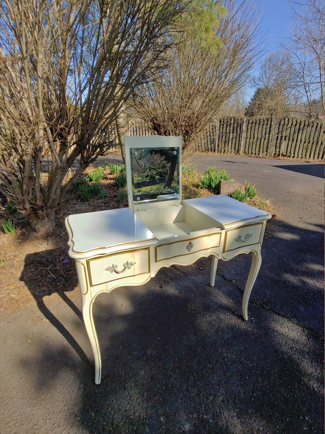 Vanity Makeup Table with Mirror /Vintage French Provincial Etsy