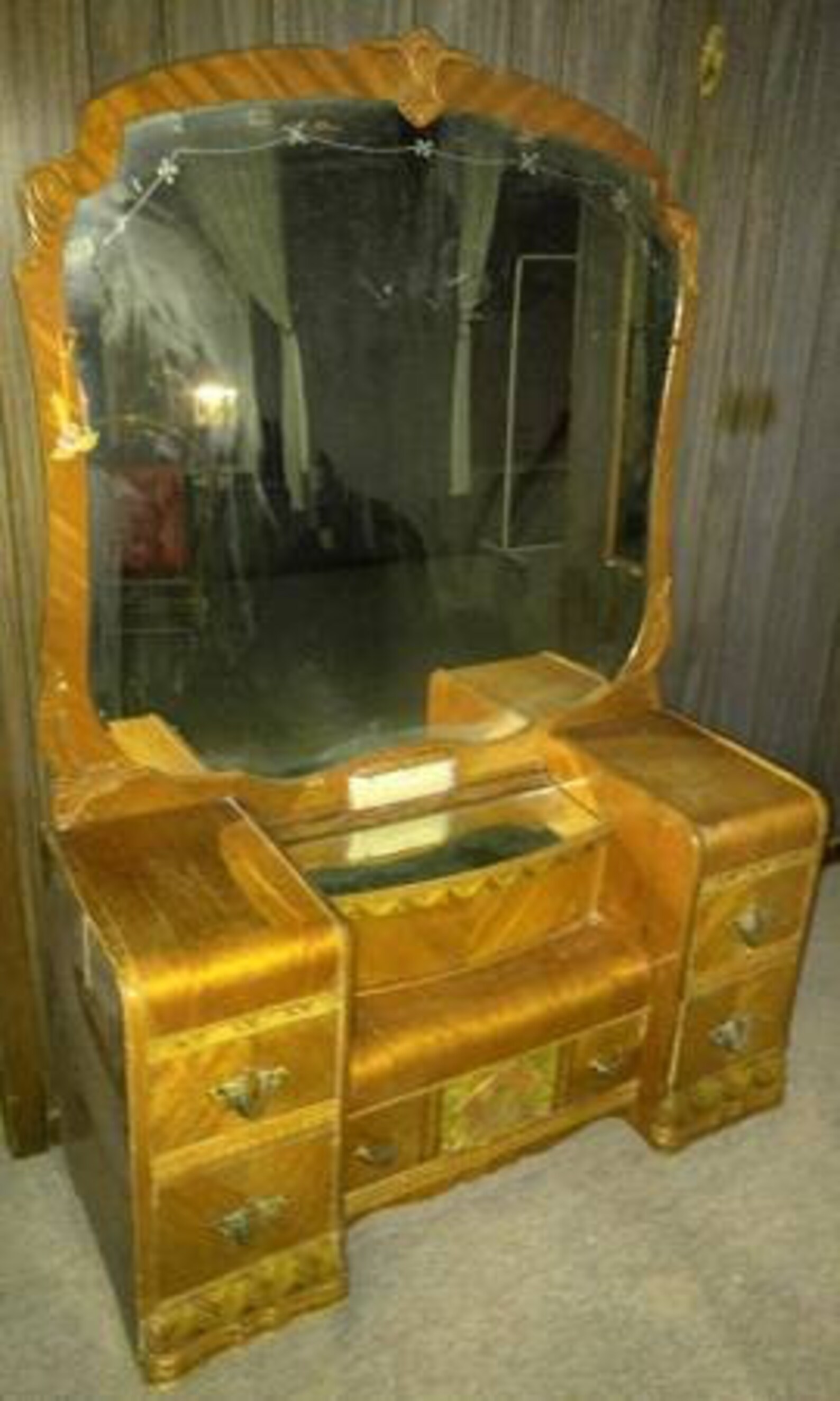 VANITY With Stunning Mirror Vintage Classic DECO Waterfall Etsy