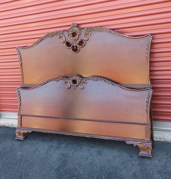 Full Size Bed Headboard And Footboard Solid Wood Vintage Etsy
