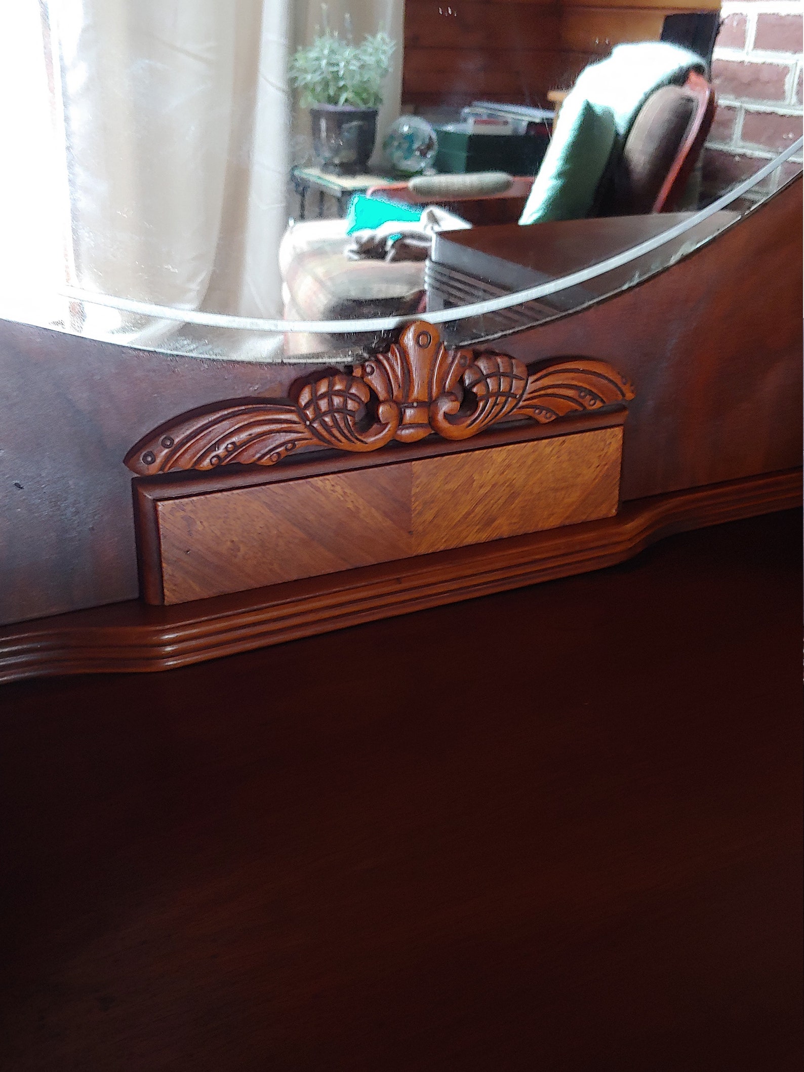 VANITY with Round Etched MIRROR /Vintage Classic Mid Century Etsy