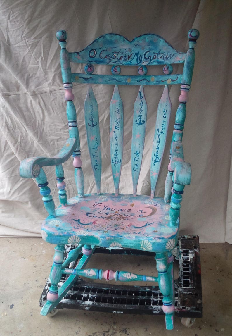 Rocking Chair Whimsical ART Rocker by Artist June Moon Wood | Etsy