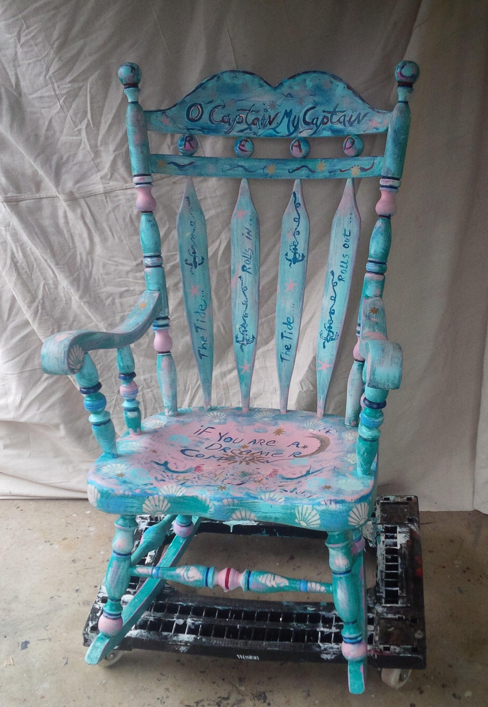 Rocking Chair Whimsical ART Rocker by Artist June Moon Wood Etsy