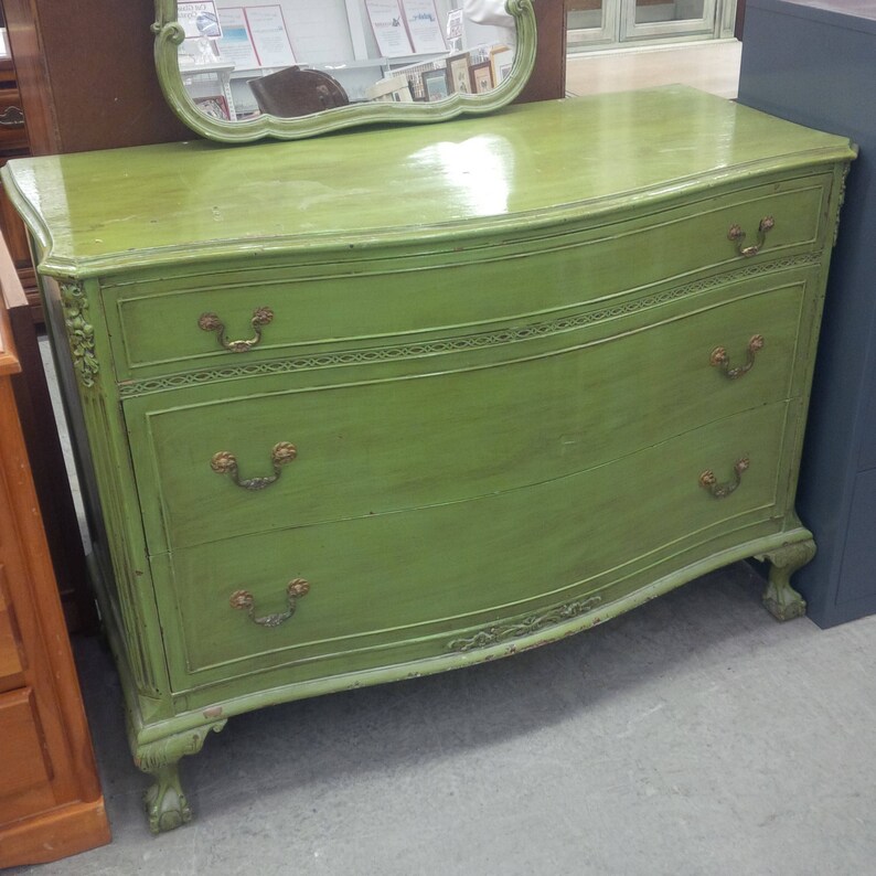 Dresser Vintage Cottage Low Boy Bow Front Wood Chest Of Etsy