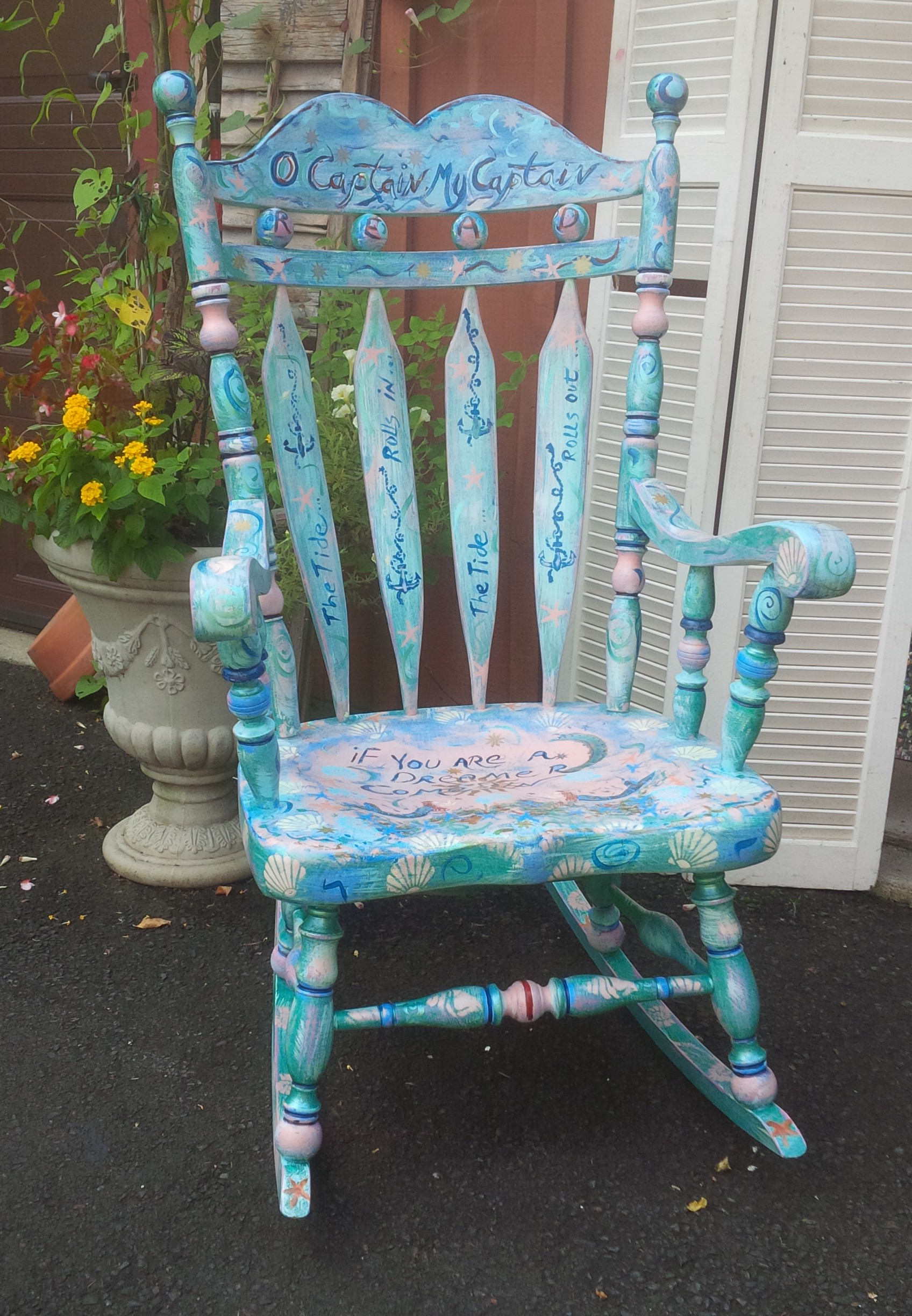 Rocking Chair Whimsical ART Rocker by Artist June Moon Wood Etsy