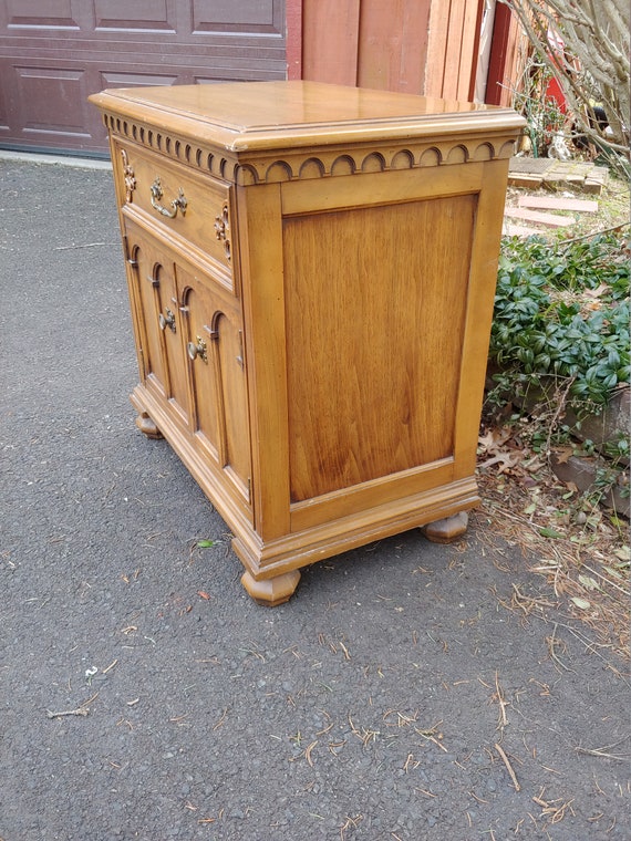 Nightstands PAIR Accent Cabinets Vintage Wood Bedside Tables Unique Retro Style PAINT to ORDER Poppy Cottage Painted Furniture