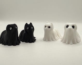 Set de gato y perro fantasma impreso en 3D: Decoración de Halloween espeluznante
