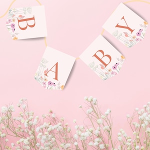 Striscione per feste Baby in Bloom, striscione fai da te, striscione stampabile per baby shower, striscione floreale, cartello Baby in Bloom, decorazioni per baby shower, cartello per baby shower