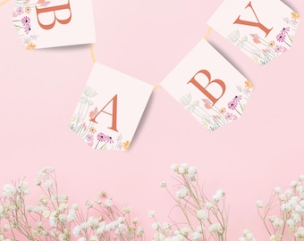 Baby in Bloom Party Banner, DIY Banner, druckbare Babyparty Banner, Blumenbanner, Baby in Bloom Zeichen, Baby-Dusche-Dekor, Baby-Dusche-Schild