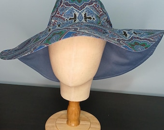 Reversible Wide Brim Sun Hat: Handmade Upcycled Fashion