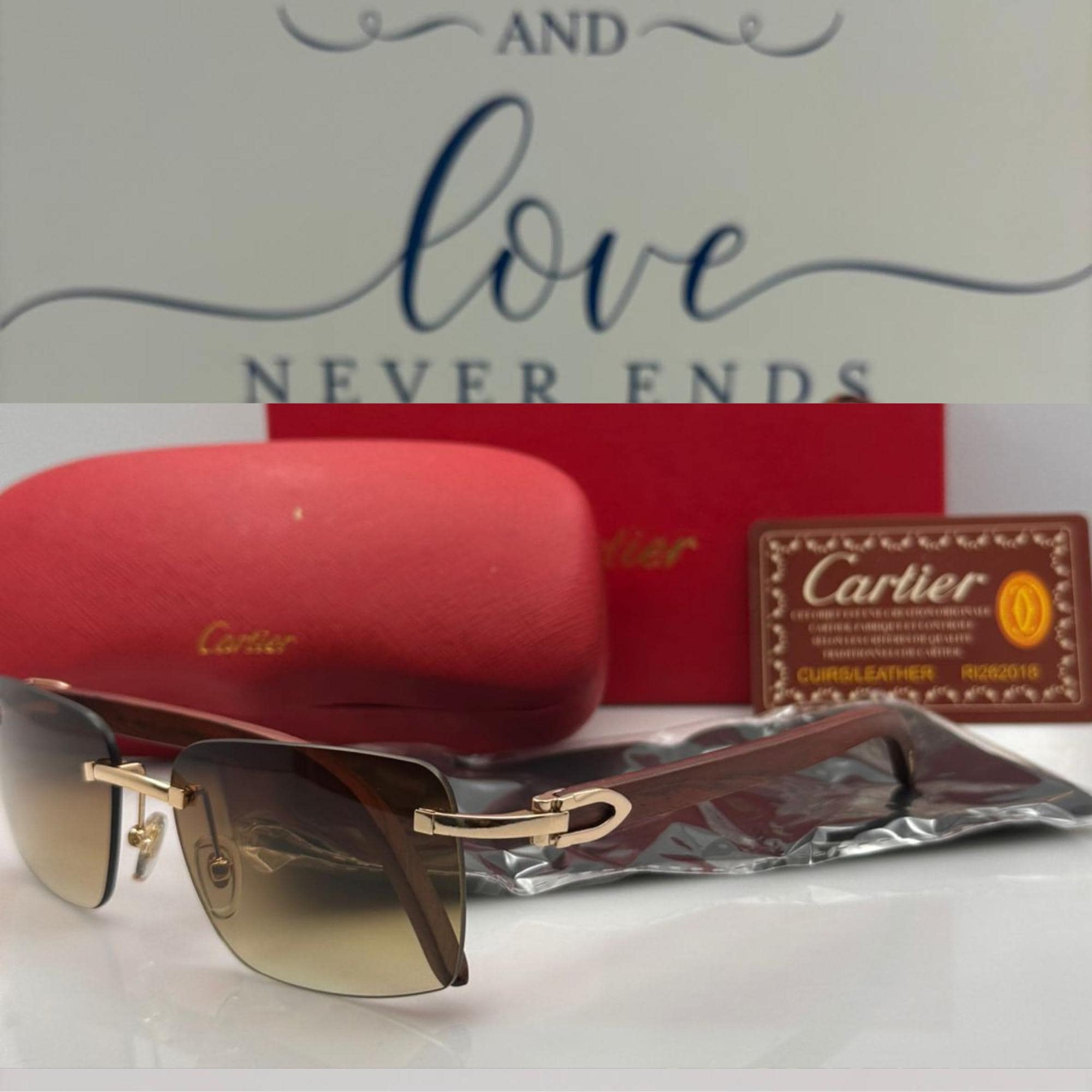 なーぽ様　 【Cartier】ラウンド　リムレス　ヴィンテージ　　サングラス CARTIER カルティエ サングラス アイウェア ウッドテンプル