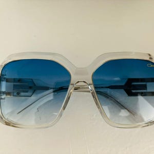 CAZAL Sunglasses Mod 623 Vintage Blue Lens Transparent Crystal-Clear Oversized frame CAZAL Eyewear Men/ Women, Mother Day Gift, Gift For Her