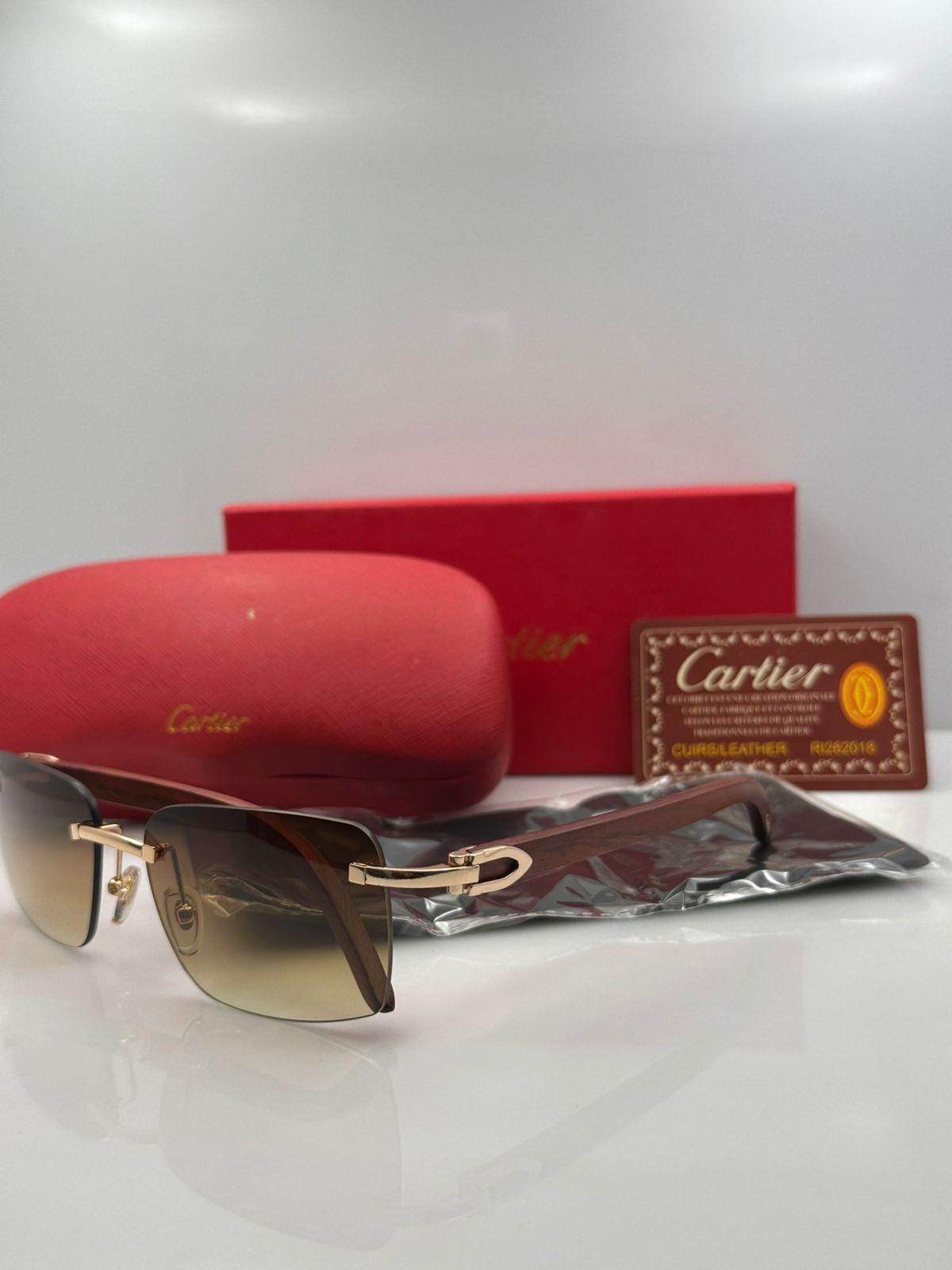 Cartier ブラウンレンズ サングラス CRESW00294 - C de Cartier Sunglasses - Combined golden and black