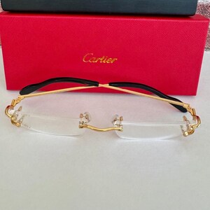 Cartier Rimless C Wire Eyeglasses, Clear Lens Titanium Frame Luxury Eyewear Men/ Women, Mother Day Gift, Men's Gift, Birthday Gift For Her