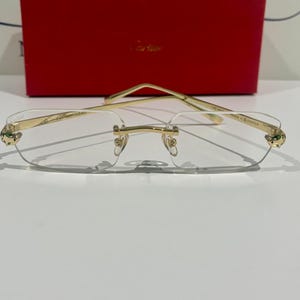 Cartier Rimless Eyeglasses, Clear Lens Titanium Frame Luxury Eyewear Men/ Women, Mother Gift, Father Gift, Parents Day Gift
