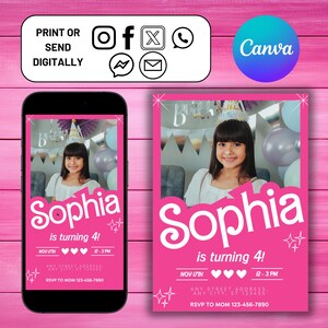 Pink Bow 1st Birthday Invitation Girl, First Birthday Template Printable, Pink Coquette Bow Invitation 1st Birthday Girl Invite, Bow Invite