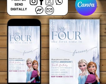 Frozen birthday invitation frozen birthday invite elsa party invitation frozen editable birthday invitation frozen party