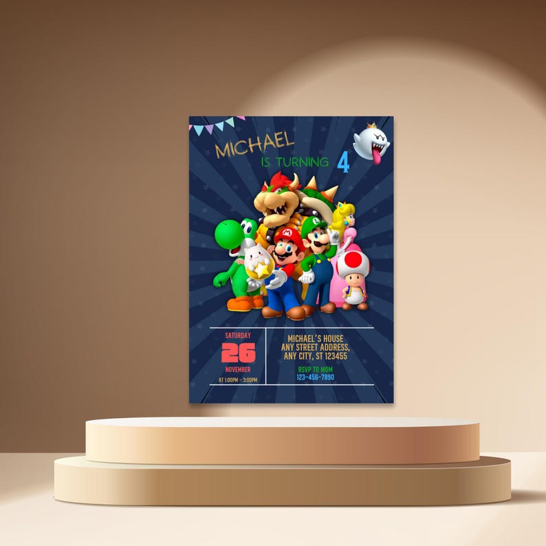 Editable Mario Bros Invitation, Super Mario Birthday Evite, Kids ...
