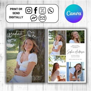 Editable Graduation 2025 Template, Minimalist Graduation Announcement, Modern Graduation Announcement Template