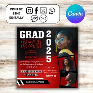 Graduation Flyer, Customizable DIY Invitation Flyer, Graduation Invitation Flye, Social Media Flyer, Simplistic, Class of 2025