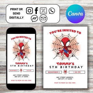 Spidey Birthday Invitation, Spidey and his Amazing Friends Birthday Invitation, Spidey Digital Evite, Birthday Party Invite, Canva Template