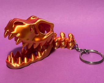 Skeleton Dino Keychain - 3D Printed T-Rex Keychain - Dinosaur Skull
