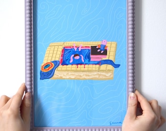 Silly Cake A4 Fine Art Print – Blaues Wasser Schwimmen (Limitierte Auflage)