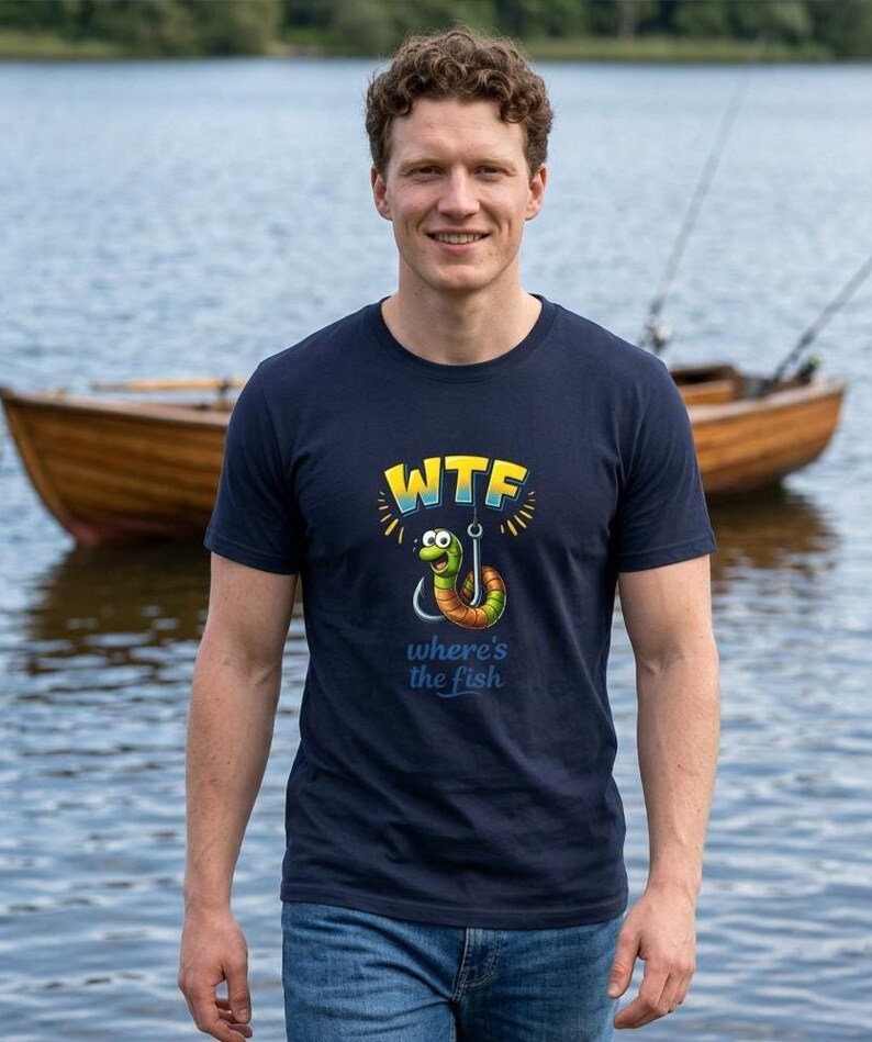 Worldoftshirts Fish WTF Worm on Hook, Where's the Fish T-shirt | Fishing Humor Tee - Etsy