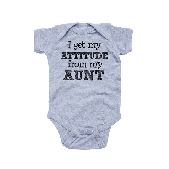 Apericots I Get My Attitude from My Aunt Funny Short Sleeve Baby Bodysuit