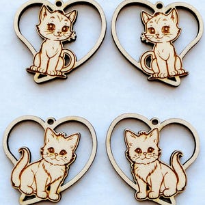 Cat Heart Earrings, Animal Earrings, Cat Lovers Earrings, Pet Dangle Earrings