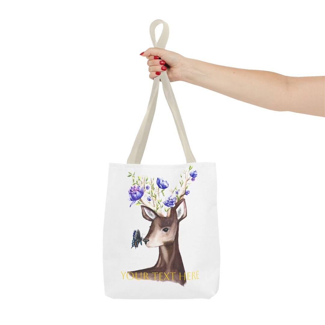 Watercolor Wildlife Wilderkind Deer With Floral Antlers Butterfly ...