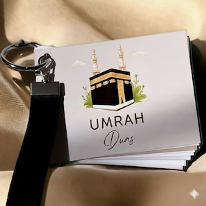 Umrah Dua Cards Deen Cards - 20 Karten Umrah-Handbuch - Umrah-Karten mit Lanyard - Beinhaltet tägliche Duas - Umrah-Handbuch im Taschenformat