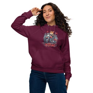 Bark to the Future Hoodie – Funny Dog Biker Graphic Sweatshirt - Unisex eco raglan hoodie