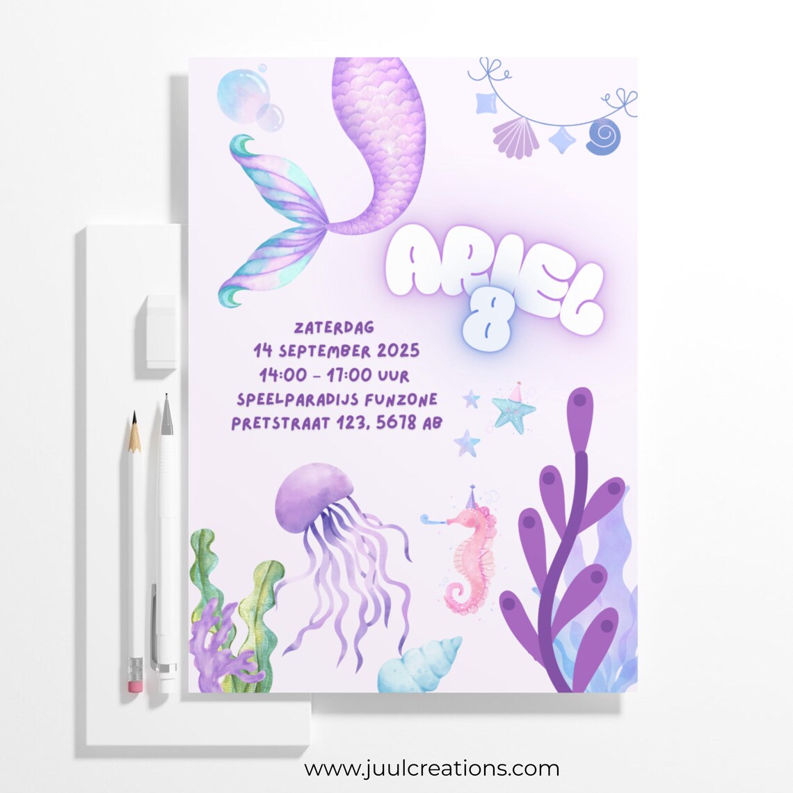 Editable Mermaid Party Invitation Kids Under the Sea Birthday Invite ...