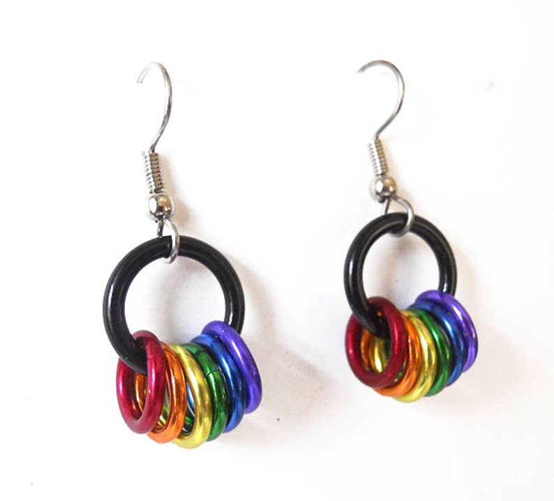 Gay Pride Earrings Freedom Rings Rainbow Jewelry Small - Etsy