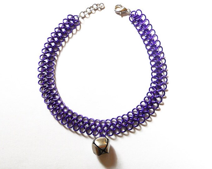 Cat Bell Collar Choker Purple Cosplay Kitty Bell Choker Etsy