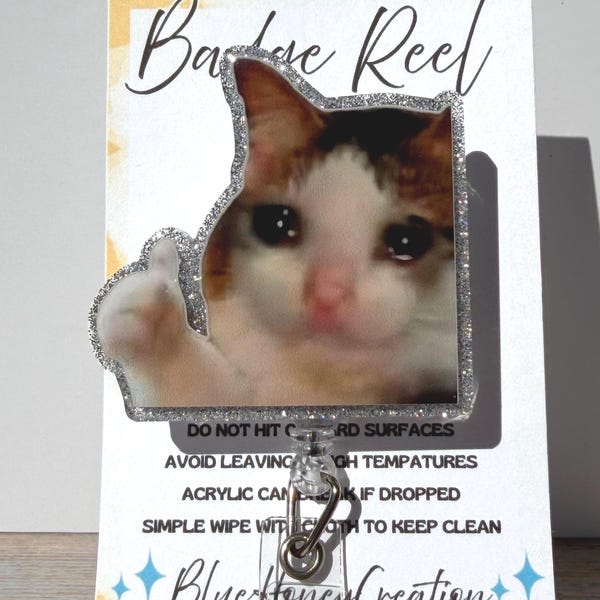 Sad Cat Badge Reel, Cute Hamster,  Badge Reel Meme, Nurse Badge, Funny Badge Reel, IT Badge, ID Badge, Coworker Gift