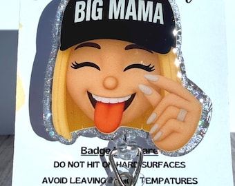 Big Mama Badge Reel, Retractable Badge Reel, Hospital ID Healthcare Worker, Nurse Badge Holder, Gift for Coworker, Gift for Nurse