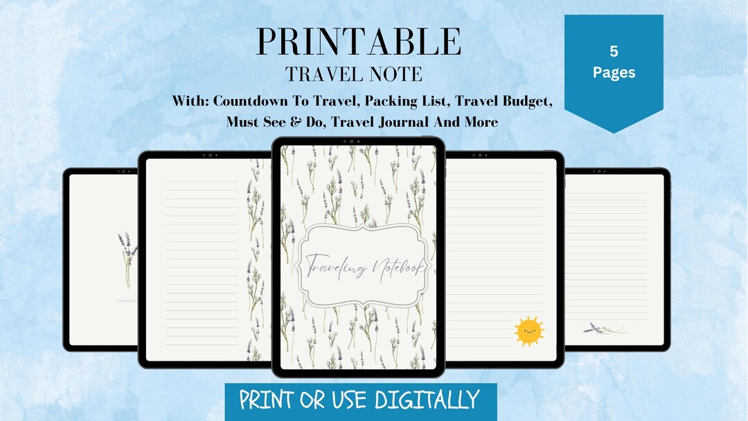 Editable Printable Travel Note Planner, Vacation Organizer, Digital ...