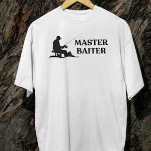 New Funny MASTER BAITER Novelty Joke High Quality Rare Loose Fit Cotton T-Shirt. Various Tee Sizes and Colours Top Christmas Gift or Present
