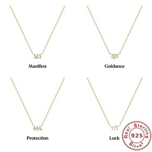 numbers neckace - 925 sterling silver gold necklace - chain necklace - pendant necklace - meaningful jewelery - angel numbers image 3