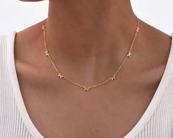 stainless steel bow charmed gold necklace - bowknot chain necklace - necklace for women - gift ideas