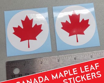 Adesivo rotondo a forma di foglia d'acero canadese Bandiera canadese stilizzata