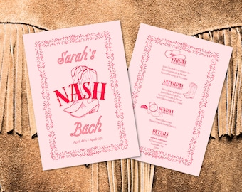 Western Bachelorette Itinerary Template - Nashville, Austin (Digital Download)